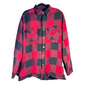 Vintage Work N‎ Sport Shacket Mens XL Red Flannel Plaid Jacket Lined Snap